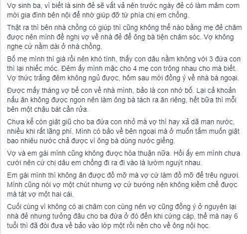 Vợ sinh ba thì đuổi về ngoại, lúc bố mẹ bị bệnh lại gọi về chăm