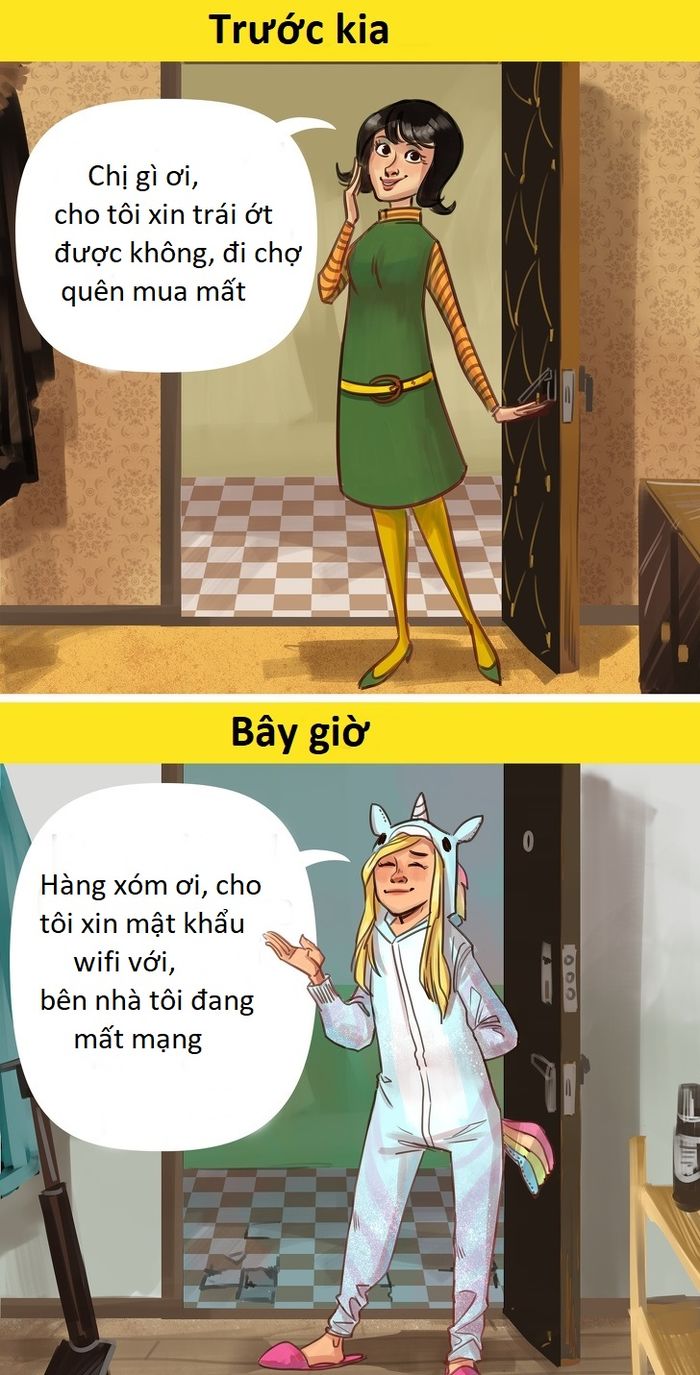 Bộ tranh: Sự thay đổi chóng mặt của cuộc sống giữa ngày ấy và bây giờ