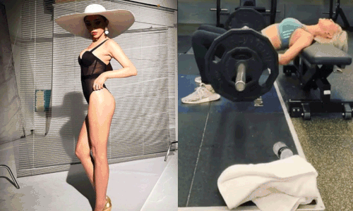 Học Tóc Tiên, Angela Phương Trinh squat, đẩy tạ 70 kg để vòng 3 sexy