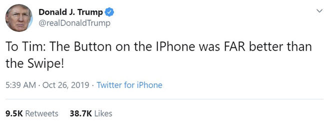 Tổng thống Mỹ Donald Trump chê thẳng mặt iPhone đời mới