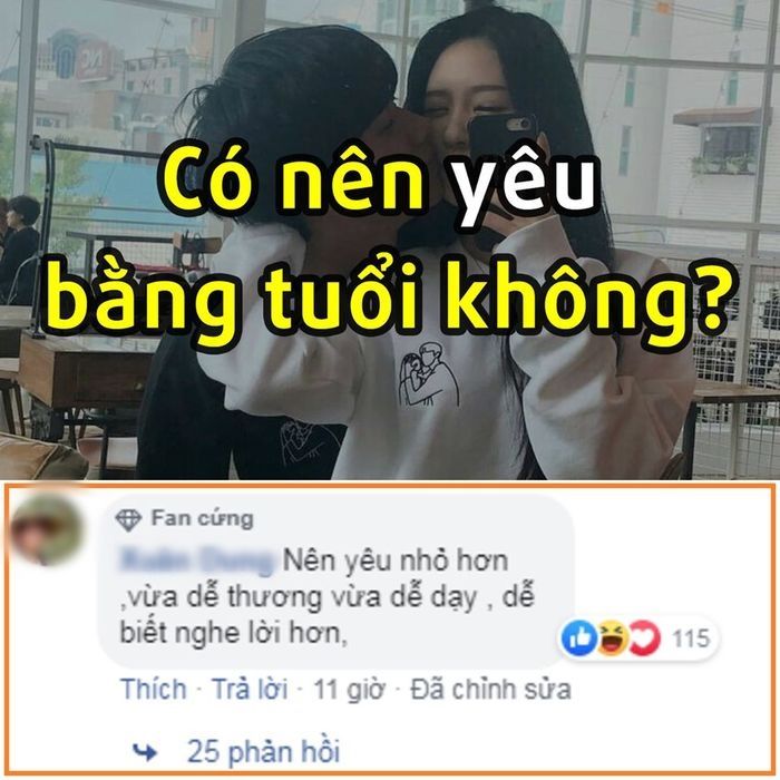 “Có nên yêu người bằng tuổi? CDM Yêu nhỏ hơn để dễ dạy, dễ nghe lời