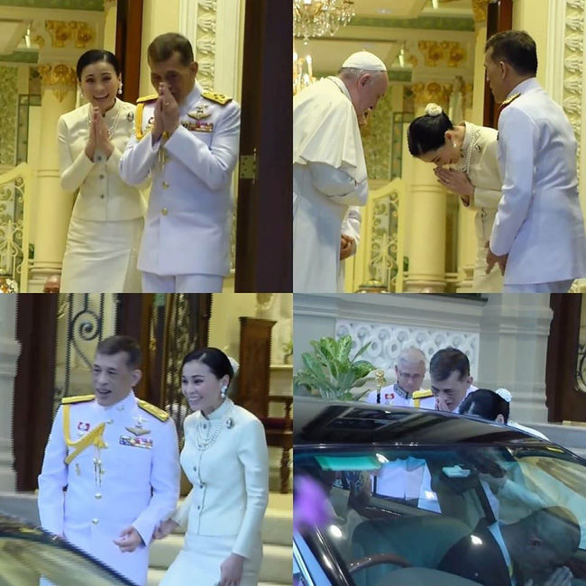 Hoàng hậu Thái Lan cười rạng rỡ, thần thái tươi tắn bên Quốc Vương