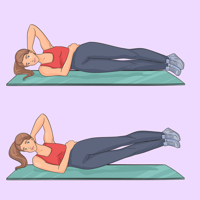 Đứng gập bụng chéo, bài tập đá chân...giúp sở hữu vòng eo thon gọn