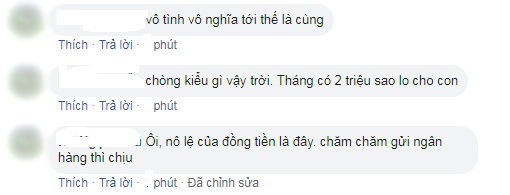Lương 18 triệu nhưng chồng chỉ chi ra 2 triệu cho con, vợ ốm cũng kệ