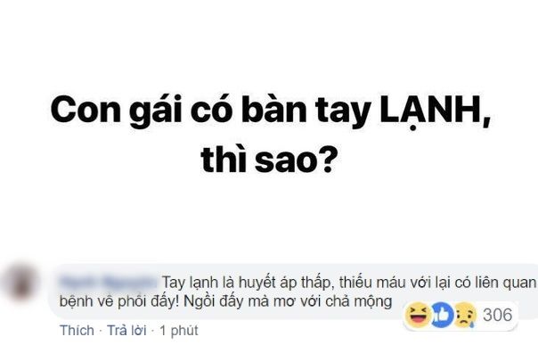 Con gái có tay lạnh thì chung thuỷ, CDM phán câu coi chừng thiếu máu