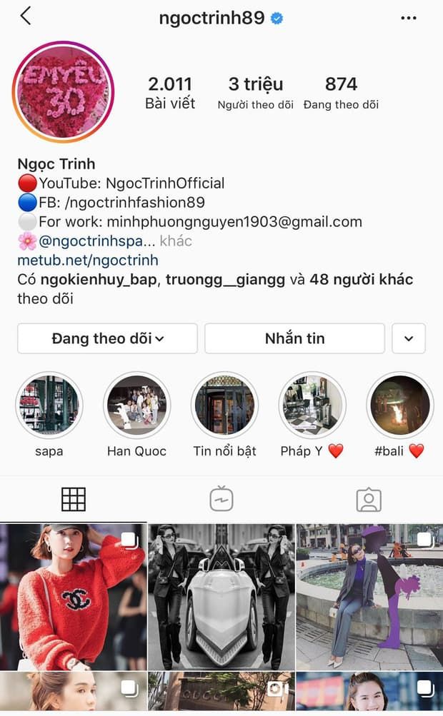 Ngọc Trinh đạt 3 triệu follower Instagram chỉ sau Sơn Tùng và Chi Pu