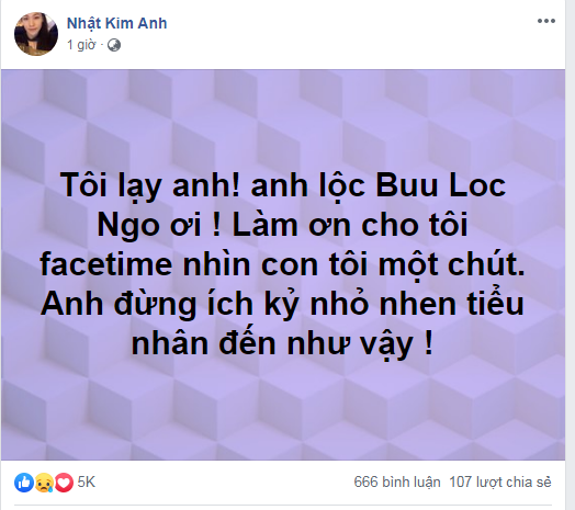 Nhật Kim Anh cầu xin chồng cho nhìn thấy mặt con dù chỉ 1 phút