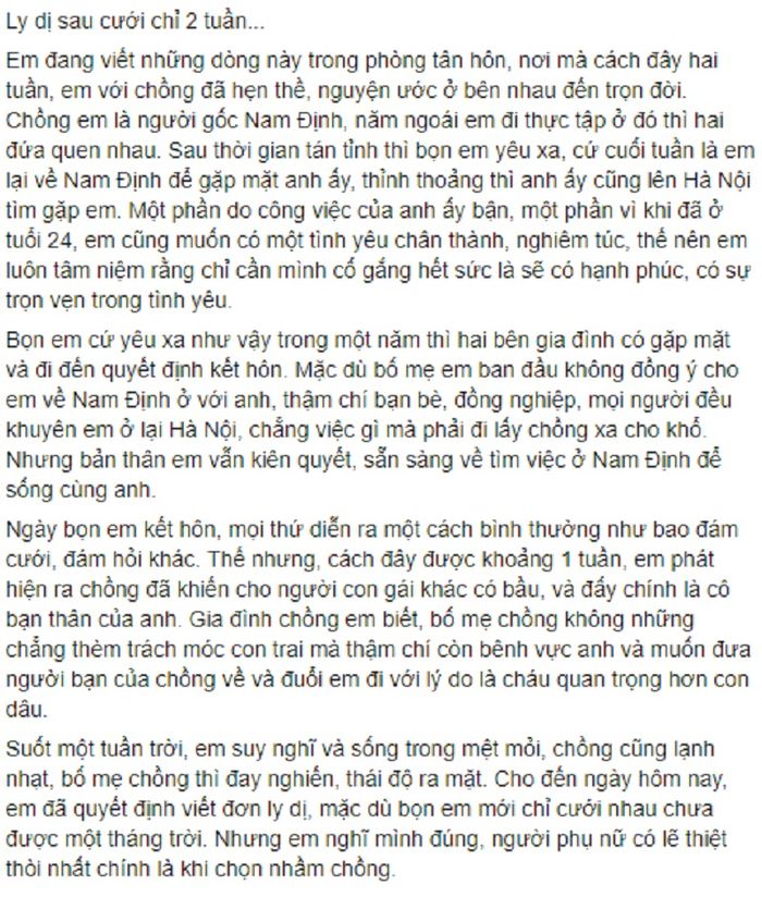 Mới cưới 2 tuần, vợ trẻ bất ngờ phát hiện chồng có con rơi bên ngoài