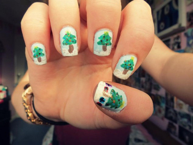 Mẫu nail đẹp 2020: Ombre xanh cực nịnh mắt, gam màu xanh đỏ chuẩn Noel