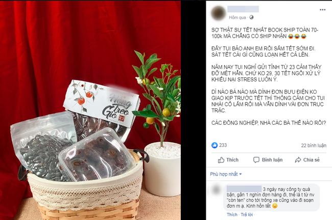 Chị em lo lắng vì dịch vụ ship hàng ngày cận Tết cực khan hiếm