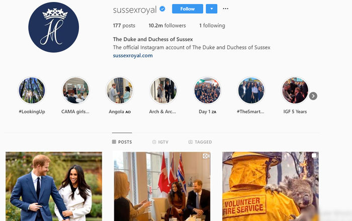 Instagram có 10 triệu fan, Harry - Meghan chỉ theo dõi 1 người