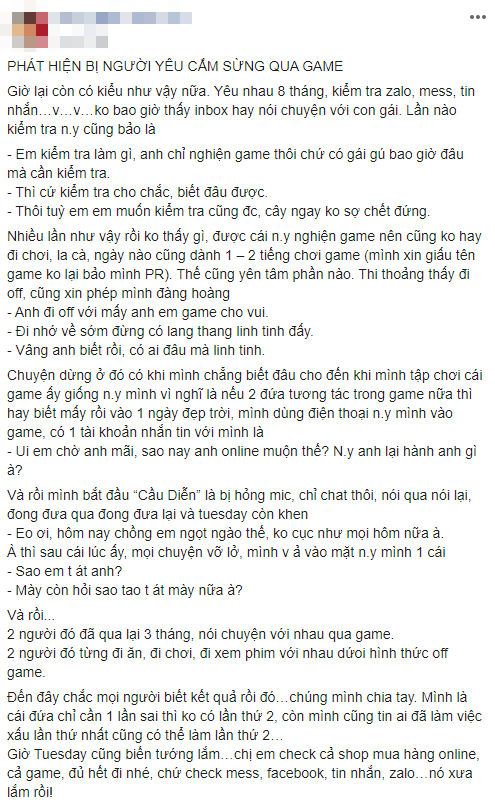 Bạn trai ngoại tình qua game, giấu cỡ nào cũng không qua mắt con gái