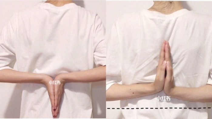 Chắp hai tay sau lưng, động tác giúp tạo rãnh lưng sexy như Lan Ngọc