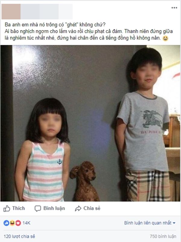 Hình ảnh bộ ba đáng yêu đứng chịu phạt cùng nhau gây “bão” MXH