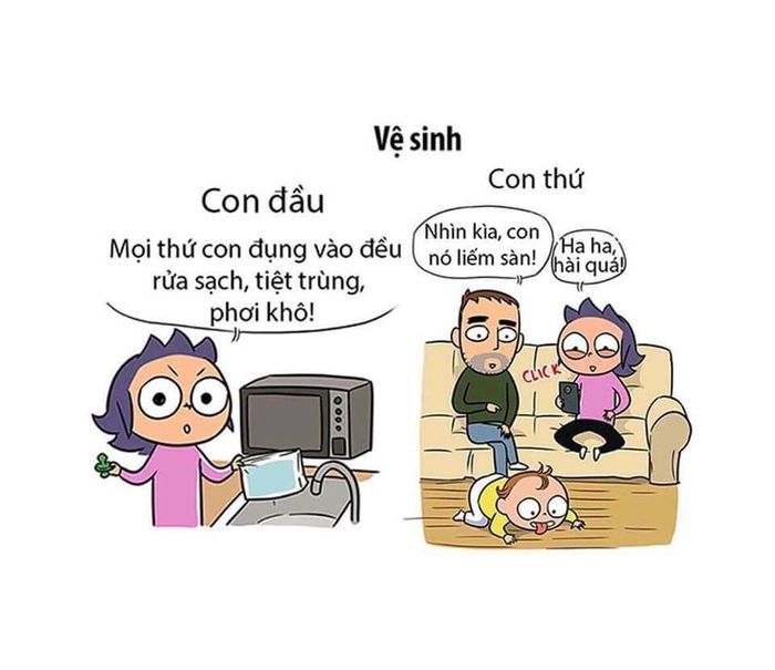 Tranh vui: Nhật ký nuôi con đầu và con thứ cực hài hước của mẹ bỉm sữa