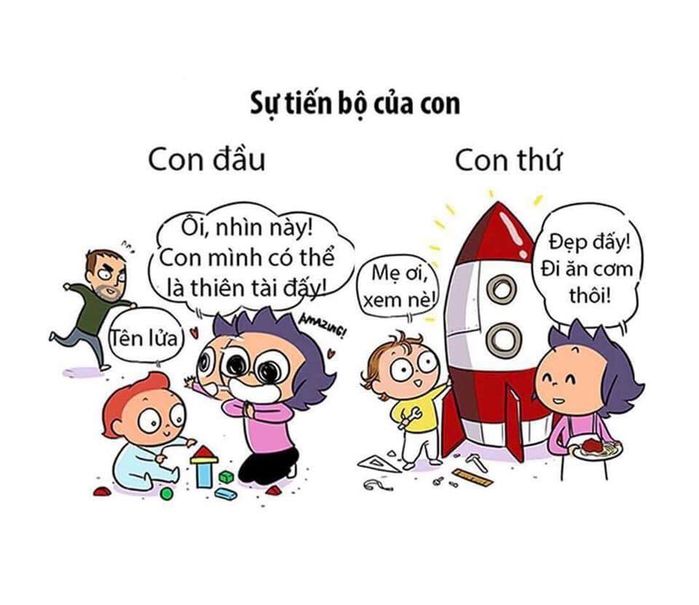 Tranh vui: Nhật ký nuôi con đầu và con thứ cực hài hước của mẹ bỉm sữa