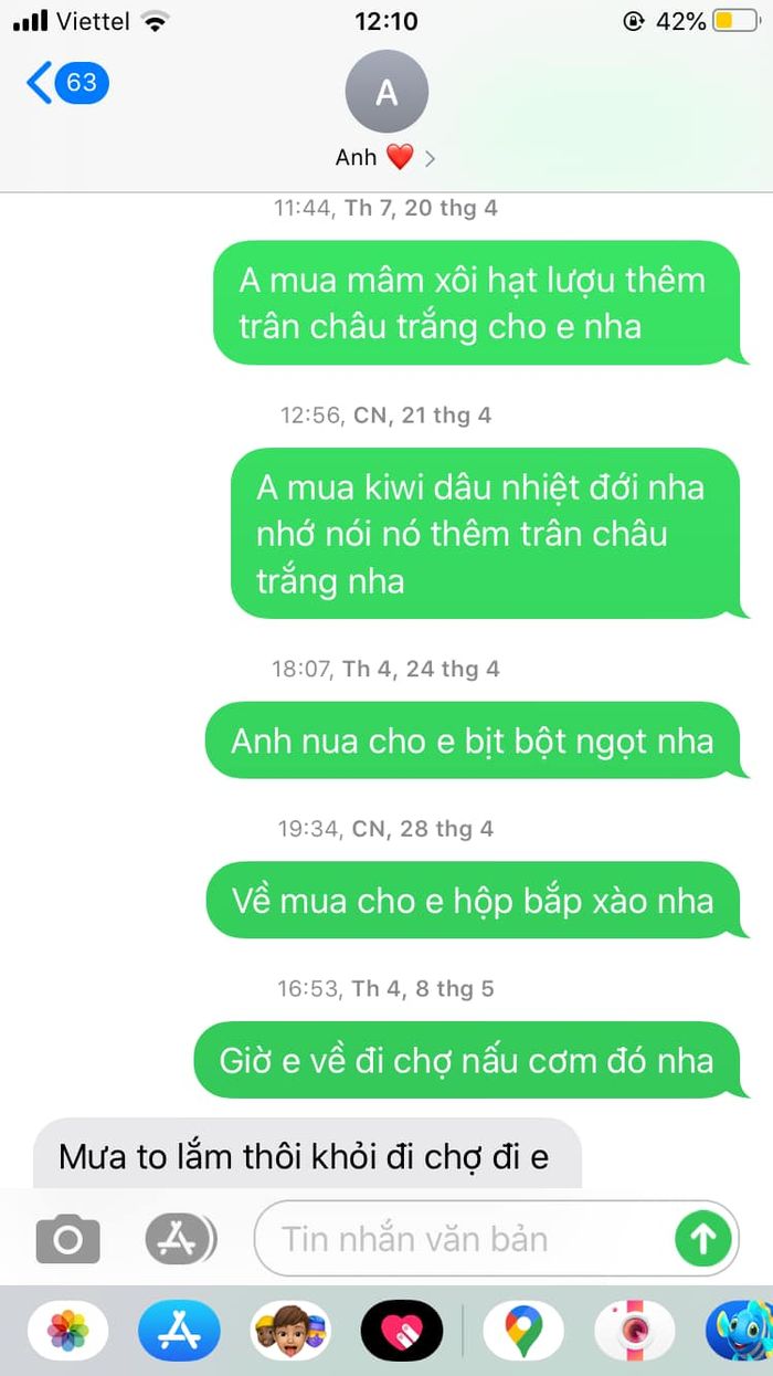Liên tục nhắn tin nhờ chồng mua đồ ăn, cô gái được dân tình ghen tỵ