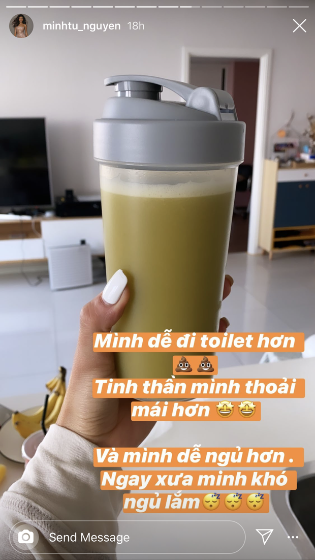 Minh Tú cảm thấy da khỏe, căng bóng hơn chỉ sau 3 ngày uống nước ép,