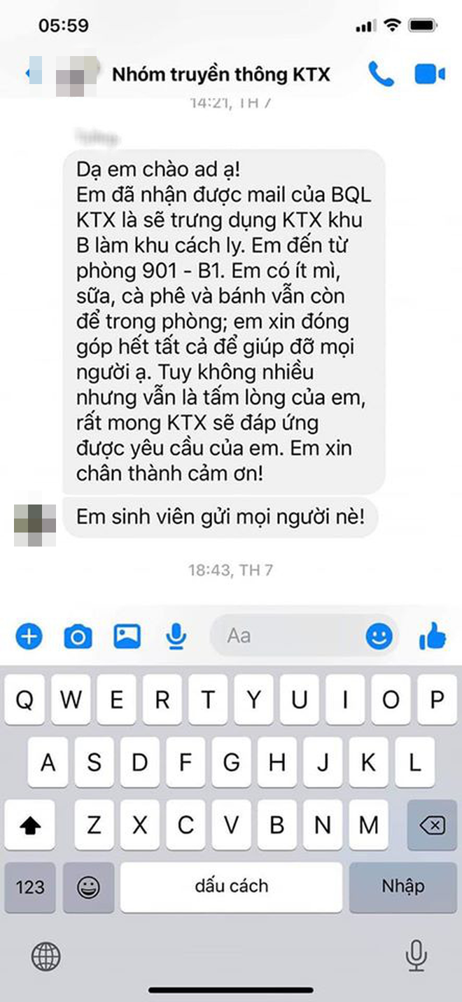 Sinh viên nhường bánh kẹo, thuốc giảm đau cho người đến cách ly
