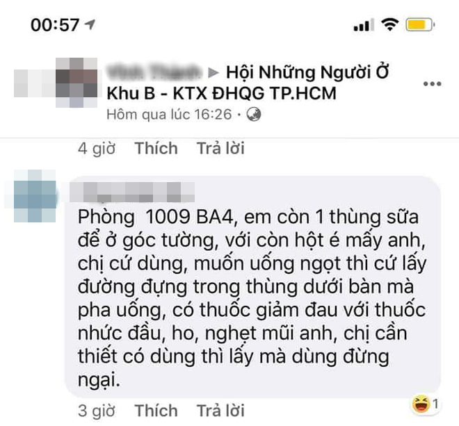Sinh viên nhường bánh kẹo, thuốc giảm đau cho người đến cách ly