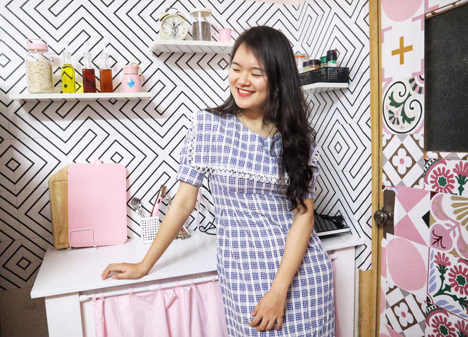 Tốn 6 triệu, cô gái biến phòng trọ cũ thành không gian toàn màu hồng