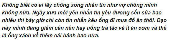 Liên tục nhắn tin nhờ chồng mua đồ ăn, cô gái được dân tình ghen tỵ