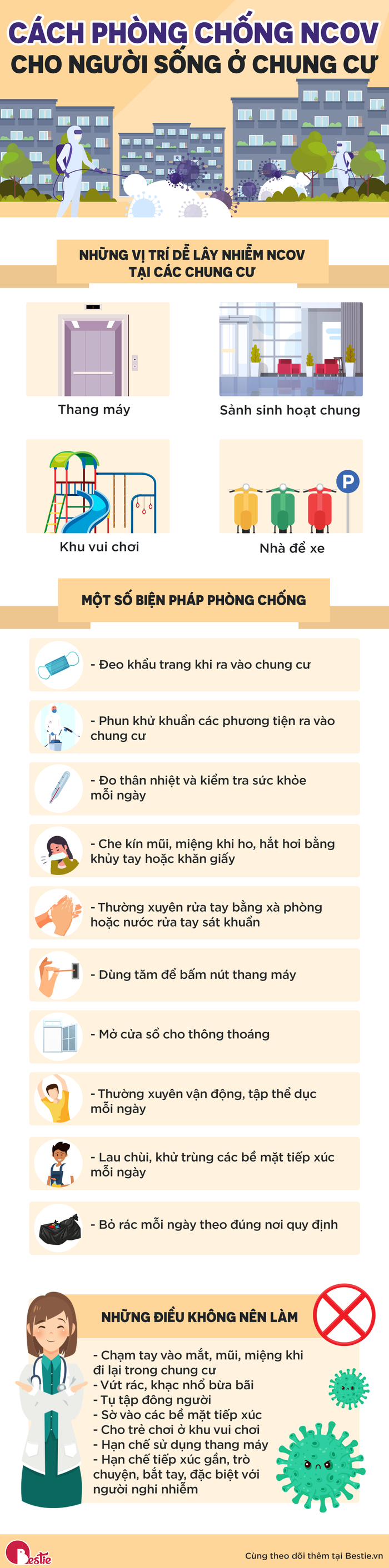 Infographic: Cách phòng chống nCoV cho người sống ở chung cư