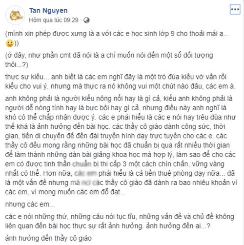 Thầy giáo đáng thương bị học sinh bình luận khiếm nhã khi dạy online