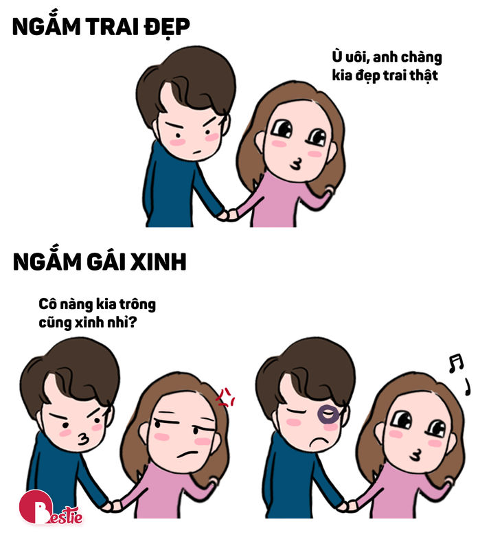 Tranh tình yêu hài hước: Cặp đôi đấu khẩu, cà khịa nhau cả ngày