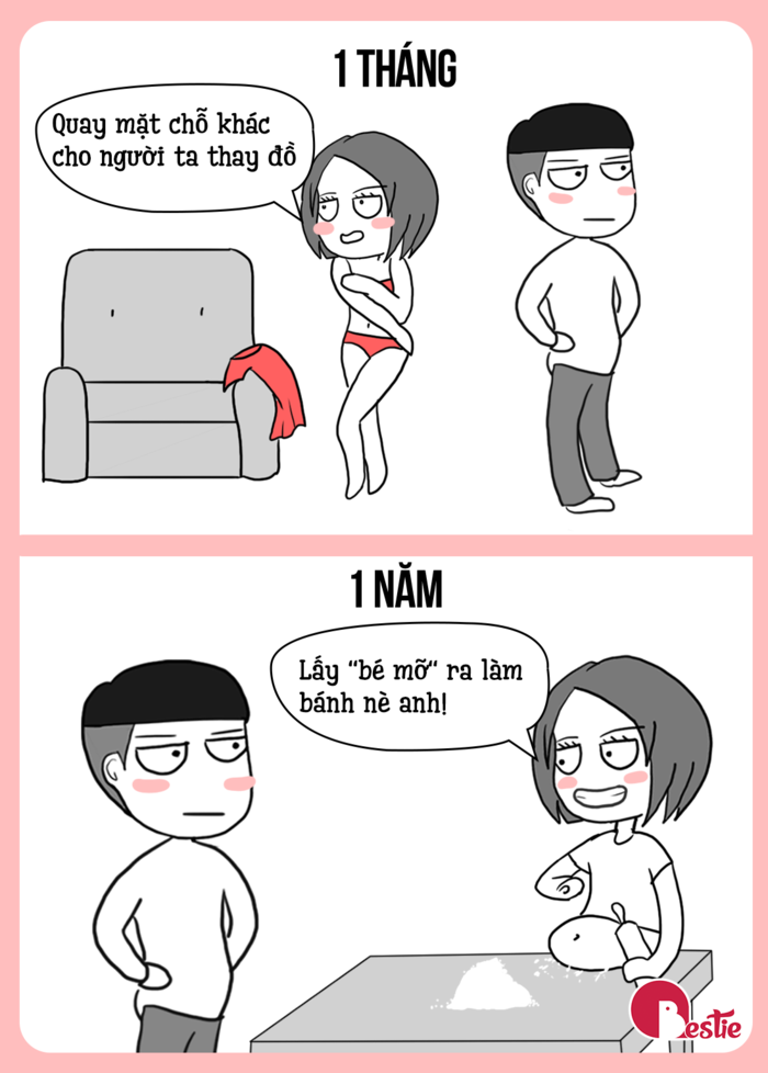 Sự khác biệt hài hước giữa tình yêu 1 tháng và 1 năm