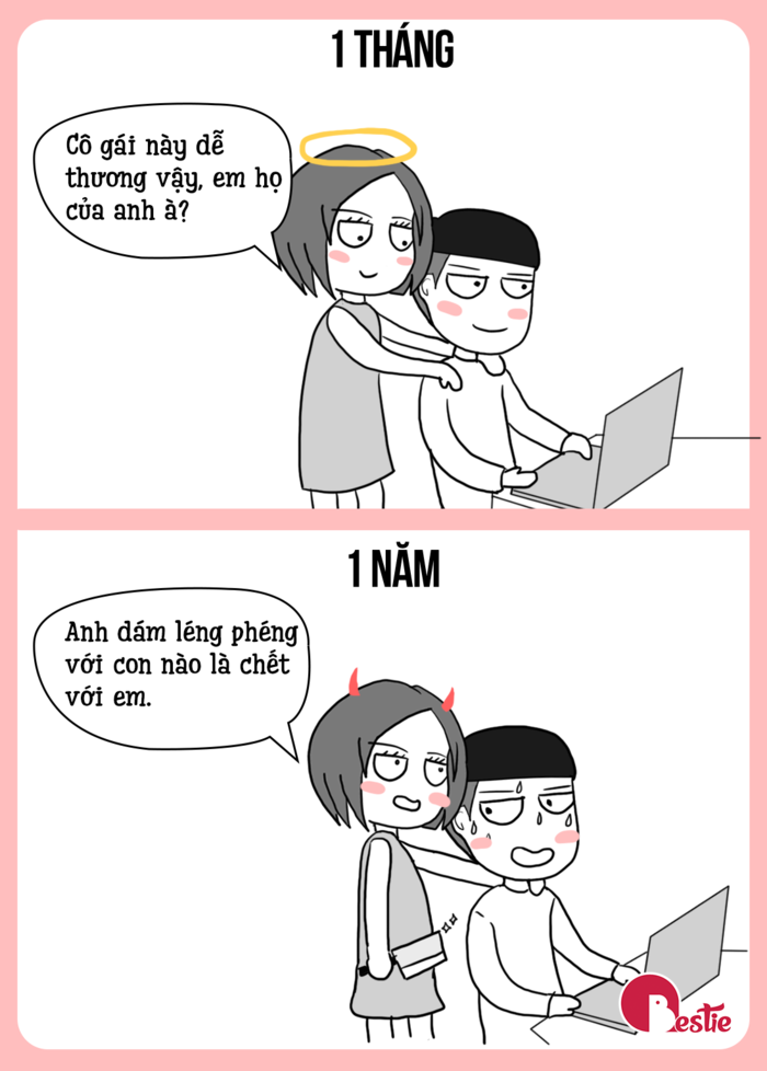 Sự khác biệt hài hước giữa tình yêu 1 tháng và 1 năm