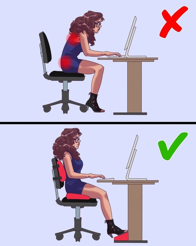 Thói quen vắt chéo chân, nhìn máy tính quá gần gây hại cho cột sống