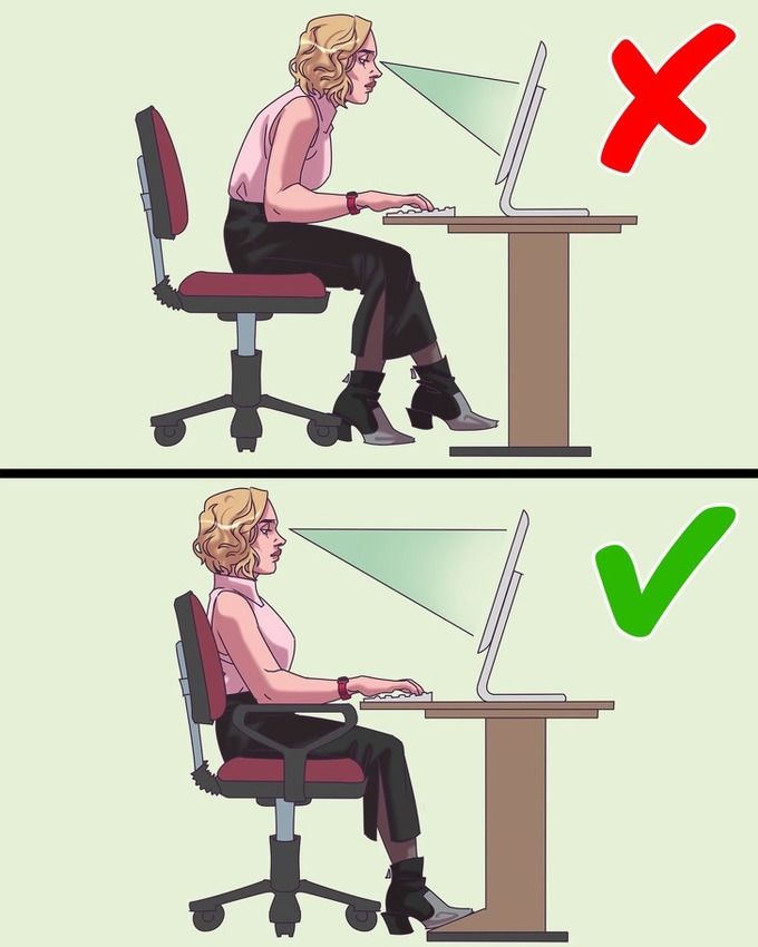 Thói quen vắt chéo chân, nhìn máy tính quá gần gây hại cho cột sống
