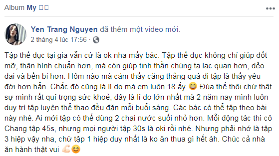 Học Yến Trang 3 bài tập giúp lưng thẳng, giảm mỡ bụng với 2 chai nước