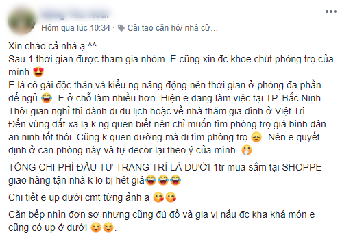 Decor phòng trọ dưới 1 triệu cực xinh của cô nàng độc thân