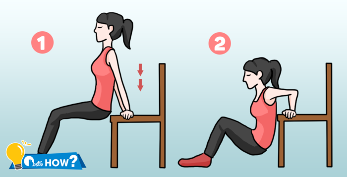 4 động tác giúp bắp tay thon gọn: chống đẩy tay, nâng người với ghế