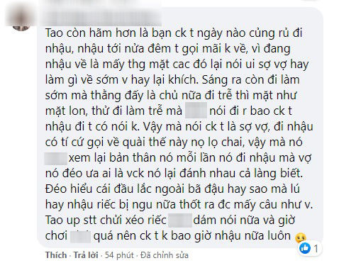 Cô vợ bức xúc khi đêm rồi bạn còn rủ chồng đi nhậu