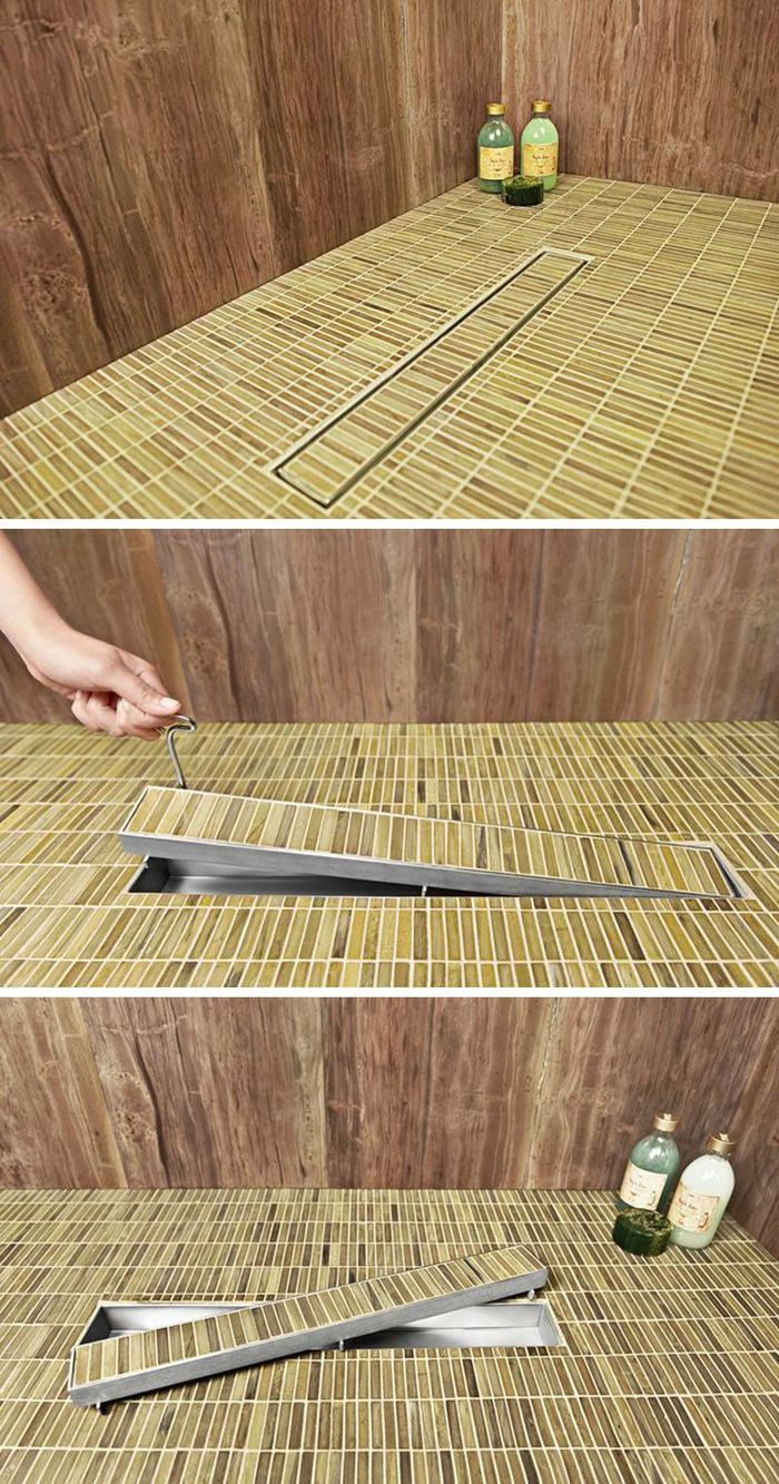 Ý tưởng độc đáo: Rãnh thoát nước có như không giúp nhà tắm sang sạch