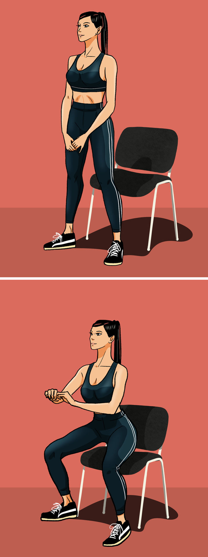 Squat với ghế, nâng đầu gối... những động tác đốt mỡ thừa cực hiệu quả