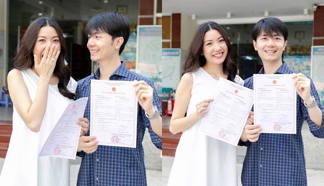 Khoe giấy đăng ký kết hôn, Thuý Vân để lộ gia thế khủng của bạn trai