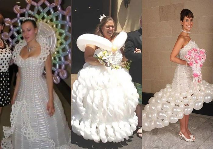Những bộ váy cưới độc - dị nhất hành tinh: Làm từ bóng bay, rượu vang