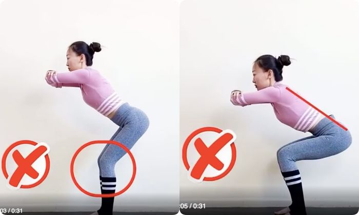 Sai lầm khi squat: lưng cong, đầu gối lệch, không thành đường thẳng