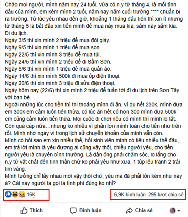 Bạn gái mới yêu đã xin 15 triệu sắm sửa du lịch
