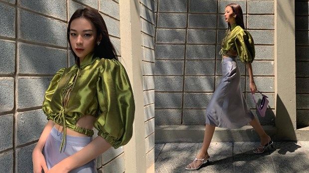 Sắc tím lilac chiếm sóng street style Hè của sao: Sĩ Thanh trẻ trung