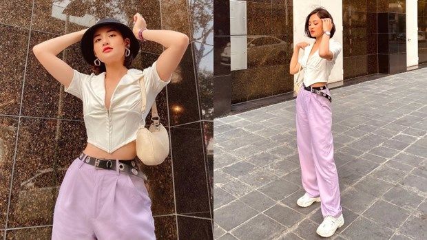 Sắc tím lilac chiếm sóng street style Hè của sao: Sĩ Thanh trẻ trung