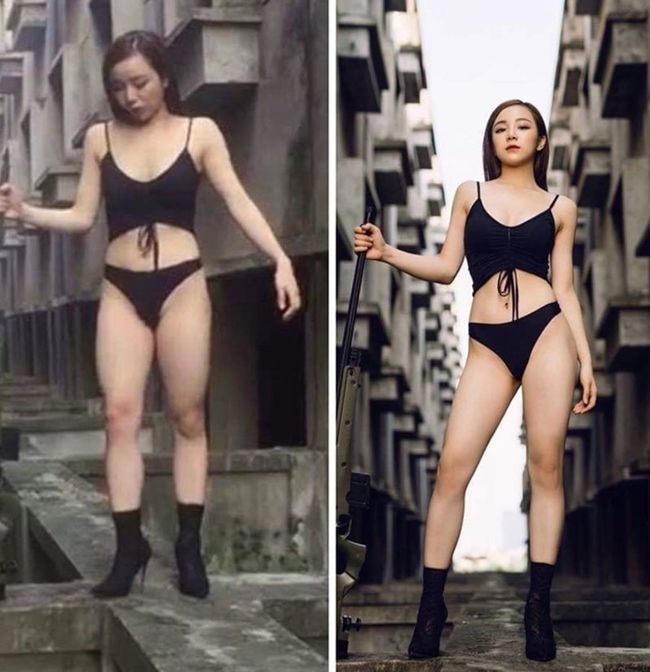 Khác biệt ảnh tự đăng và được “tag: Ngân 98 bị cho photoshop quá đà