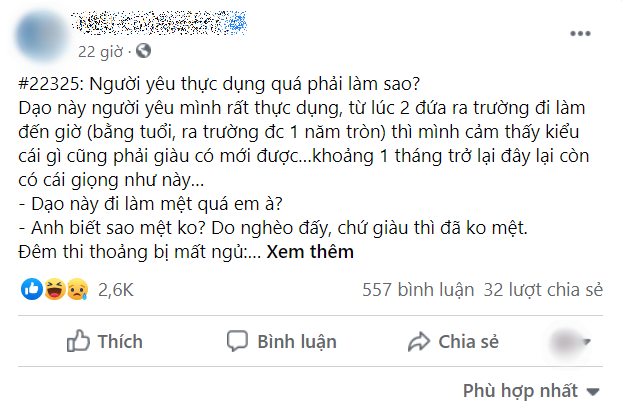 Chàng trai bức xúc vì nói gì người yêu cũng khịa “do nghèo đấy”
