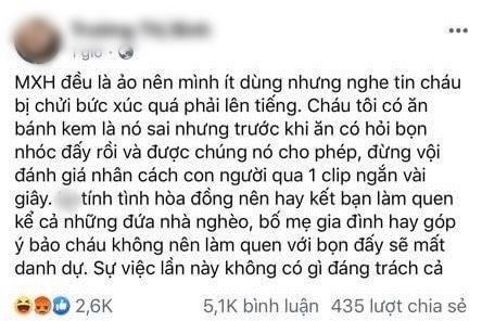 Em họ cô gái ăn vụng bánh kem lên tiếng: Xem như đây là lời xin lỗi