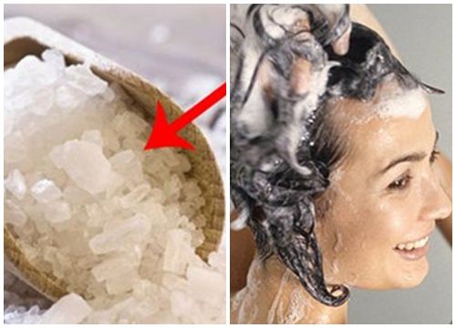 6 cách làm tóc nhanh dài và suôn mượt tại nhà: Trộn muối với dầu gội