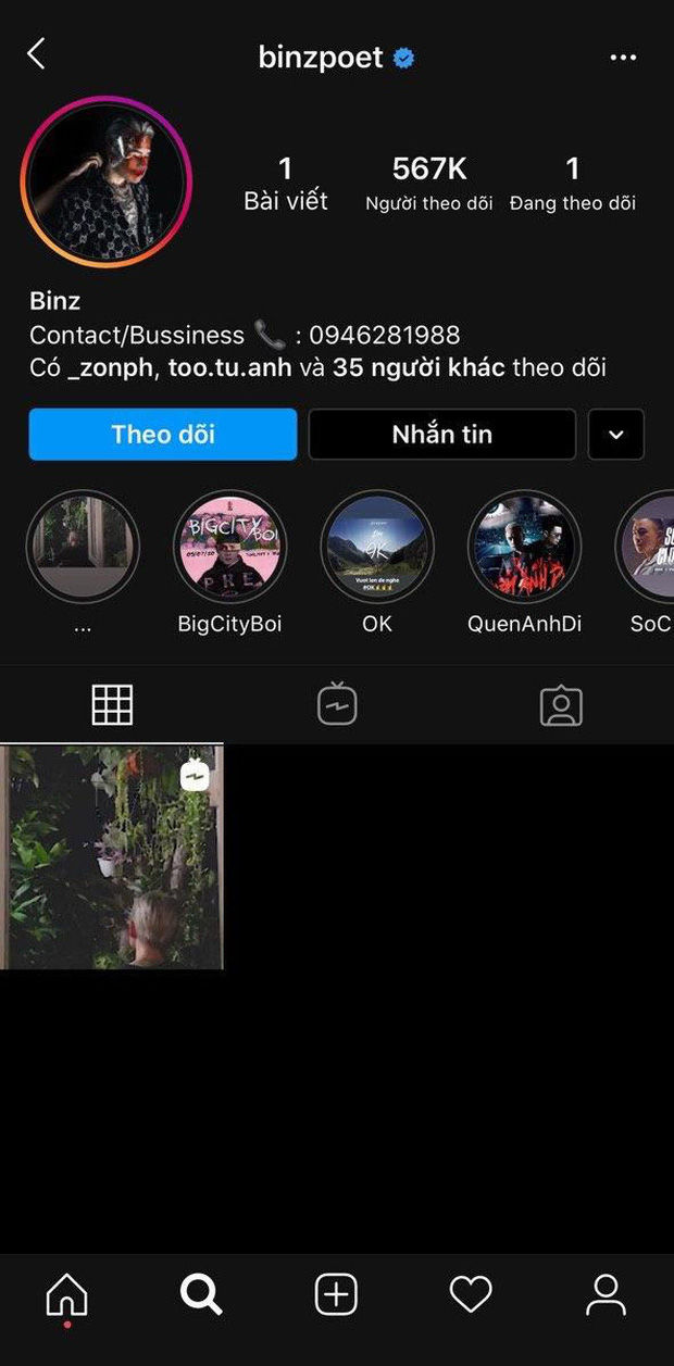Instagram Binz trống trơn, post còn lại duy nhất ẩn ý hẹn hò Châu Bùi